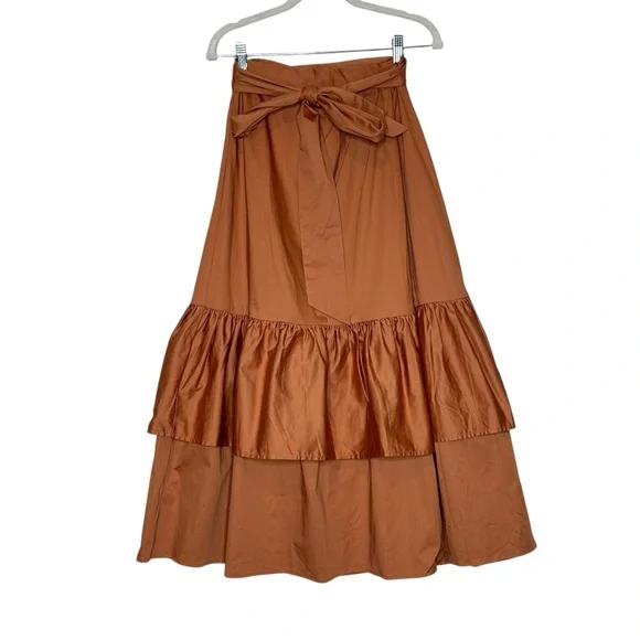 Anthropologie Hutch Wrap Tiered Pleated Tie Wrap Midi Skirt | 6 - Picture 3 of 9